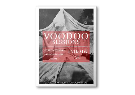 Cartaz para o evento 'VOODOO FASHION', realizado pela promotora de eventos artísticos 'VUD', que decorreu no dia 11 de Abril de 2015.